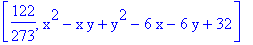 [122/273, x^2-x*y+y^2-6*x-6*y+32]